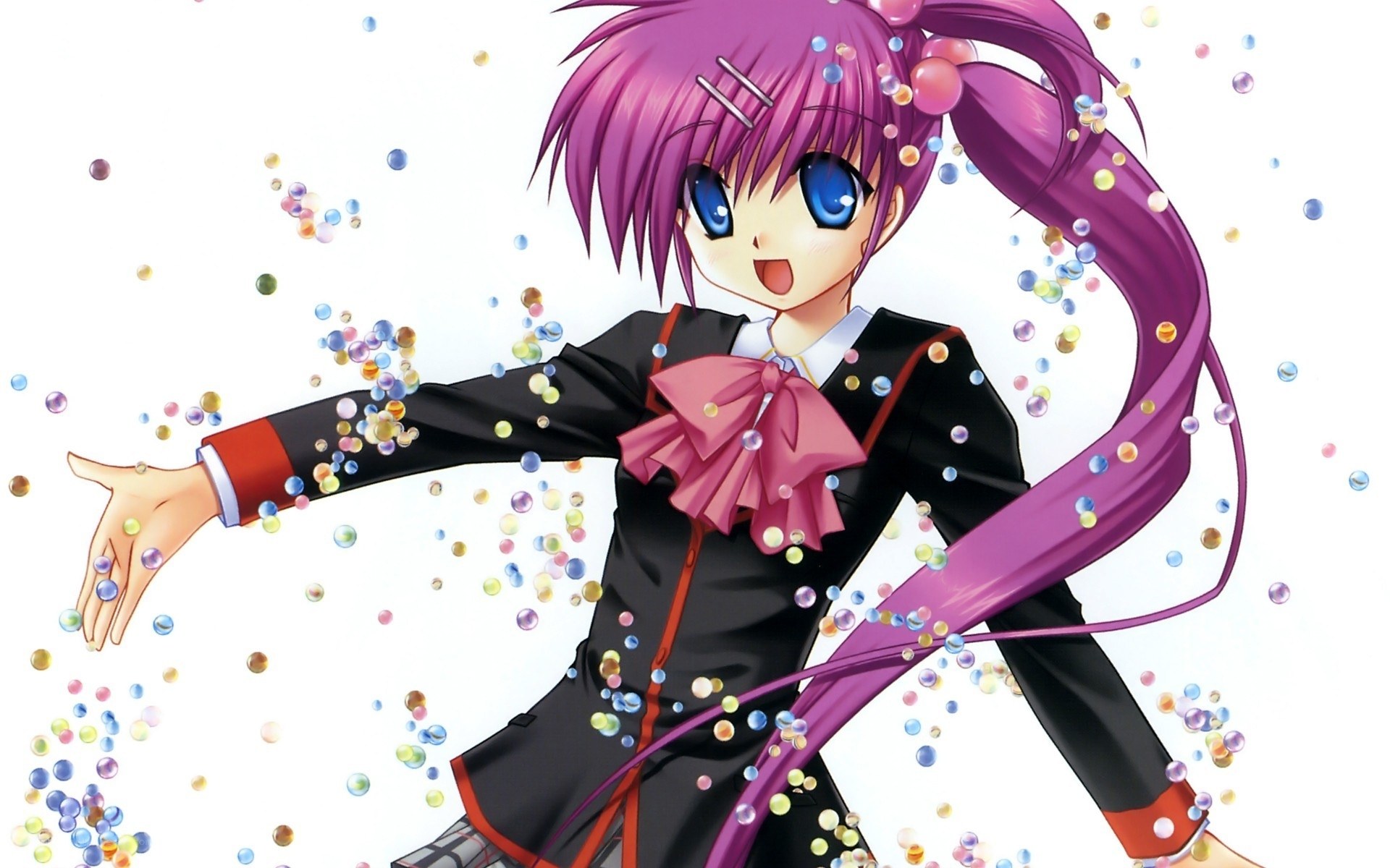 purple-haired anime girl with bubbles