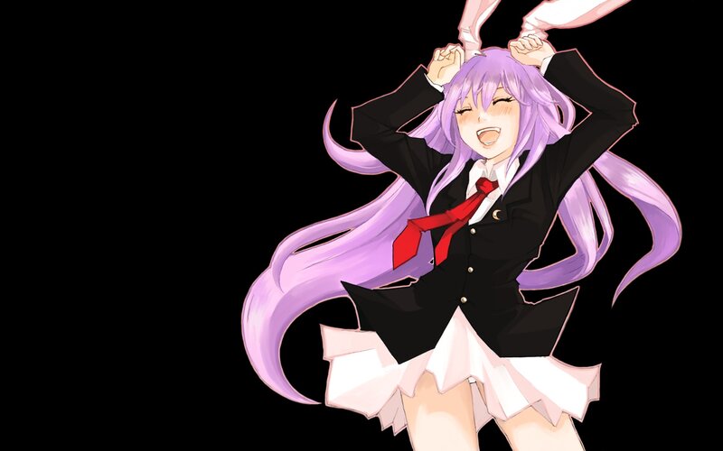 purple-haired anime girl with bunny ears