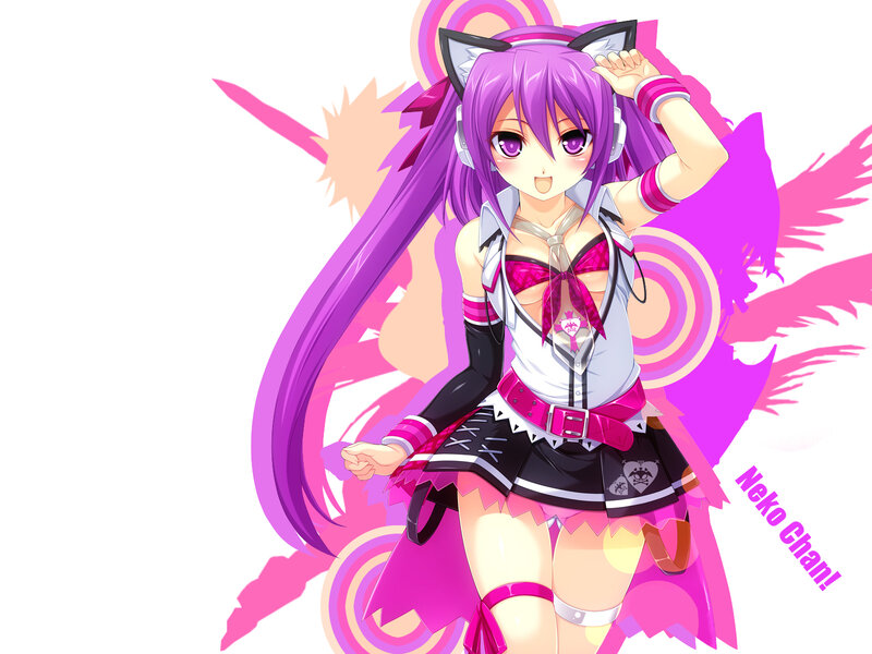 purple-haired anime girl with cat ears