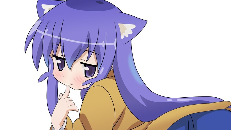 purple-haired anime girl with cat ears