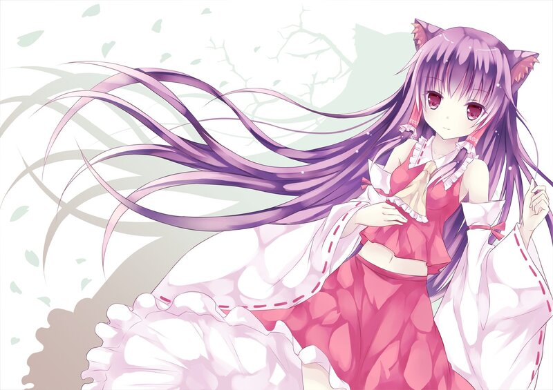 purple-haired anime girl with cat ears
