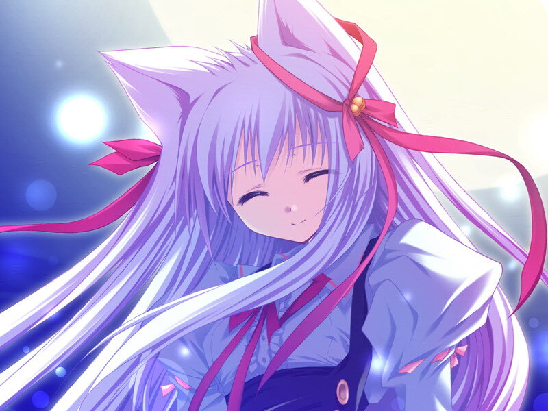 purple-haired anime girl with cat ears