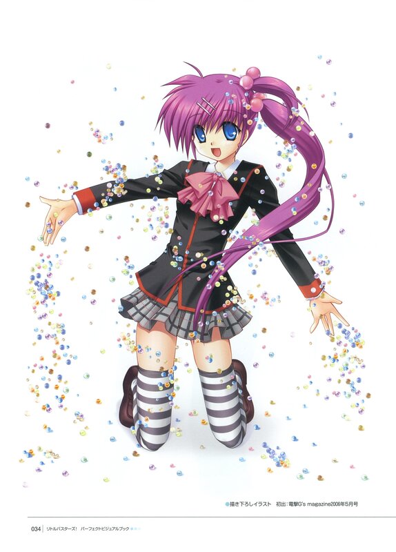 purple-haired anime girl with confetti