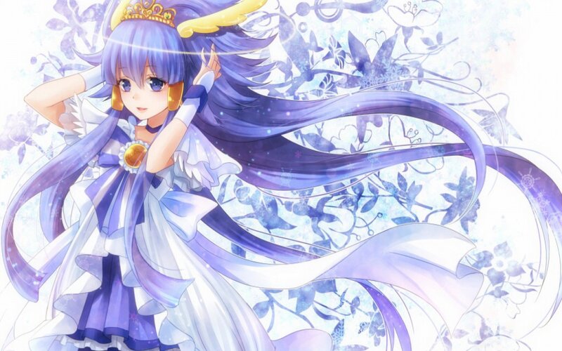 purple-haired anime girl with crown