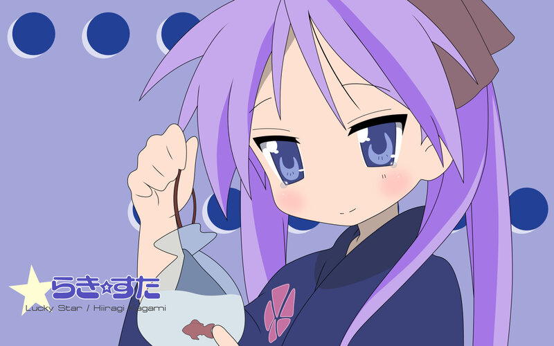 purple-haired anime girl with fishbowl