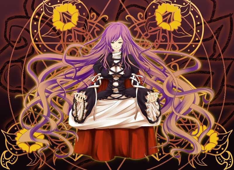 purple-haired anime girl with long hair