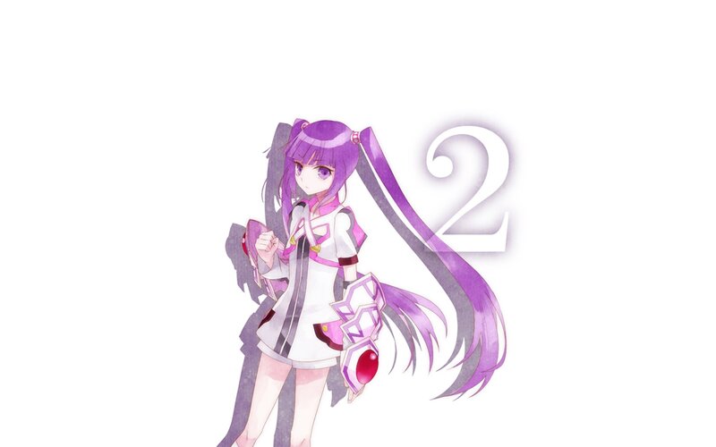 purple-haired anime girl with number two