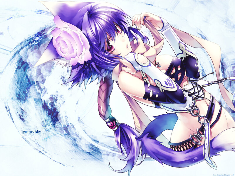 purple-haired anime girl with rose