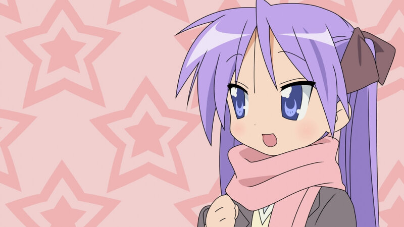 purple-haired anime girl with scarf