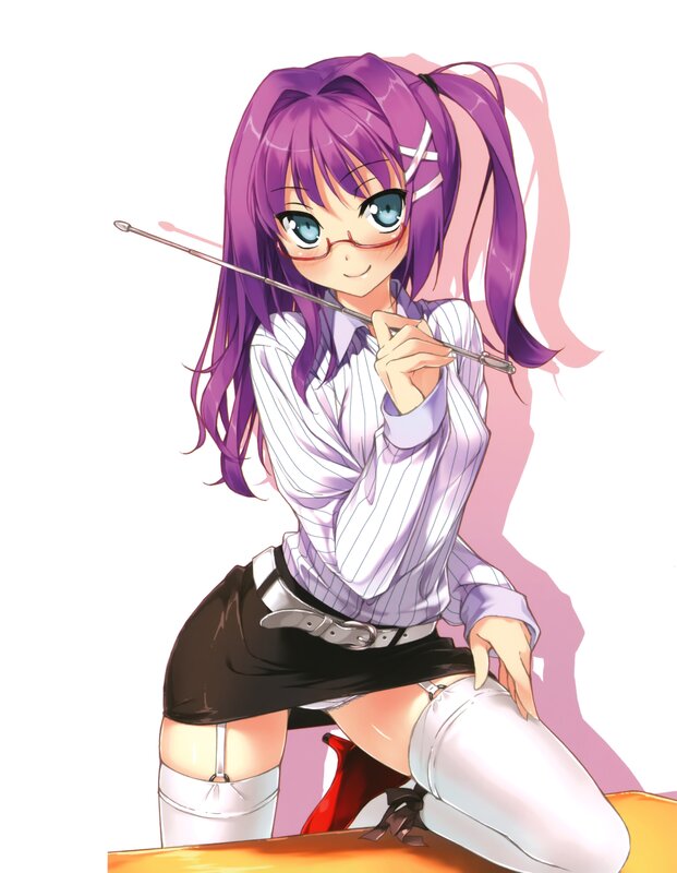 purple-haired anime girl with wand