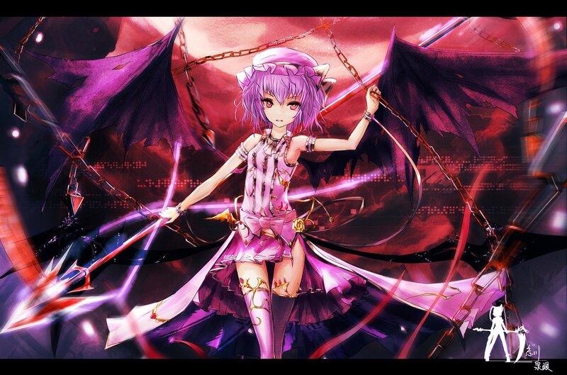purple-haired anime girl with wings