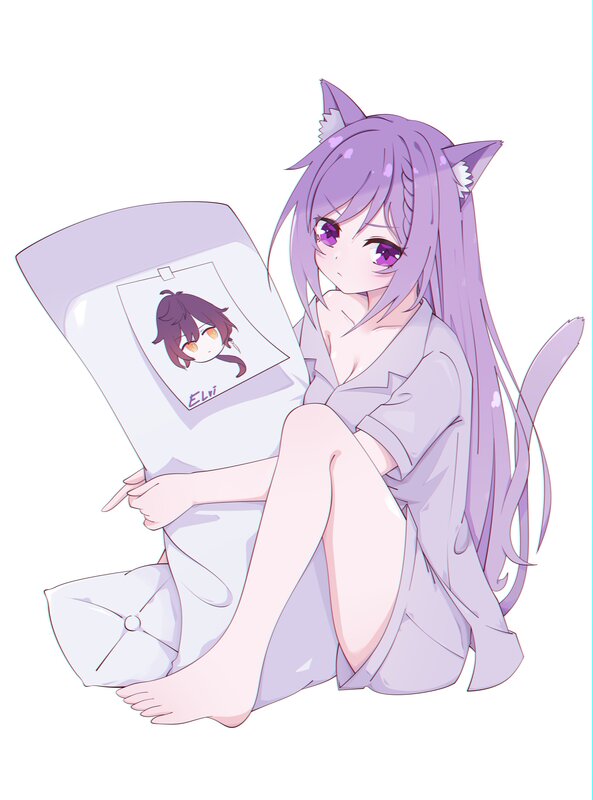 Purple-haired Cat Girl — Purple, Calm, Anime, Cat Ears