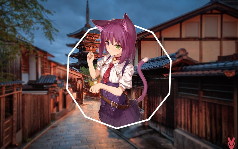 Purple-haired Cat Girl — Purple, Calm, Sunset