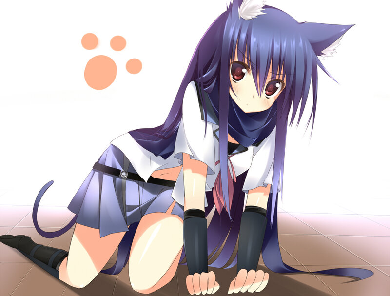 Purple-haired Cat Girl — Purple, Calm