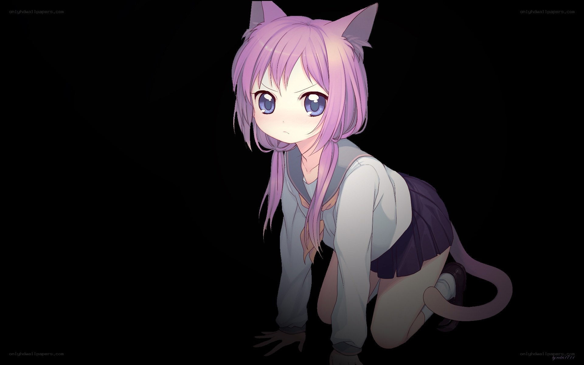 purple-haired cat girl