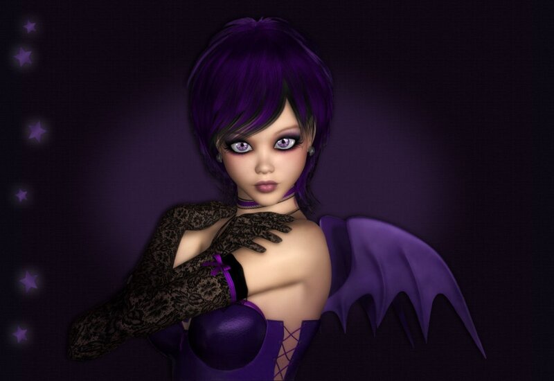 Purple-haired Character — Purple, Dark
