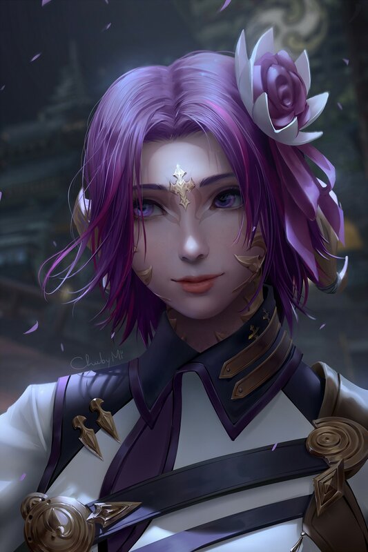 Purple-haired Character — Purple, Dramatic, Digital Art