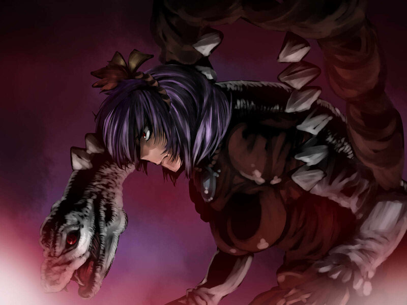 Purple-haired Character with Dinosaur