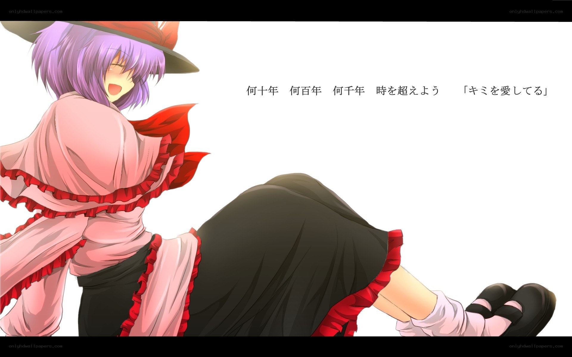 purple-haired character with red scarf