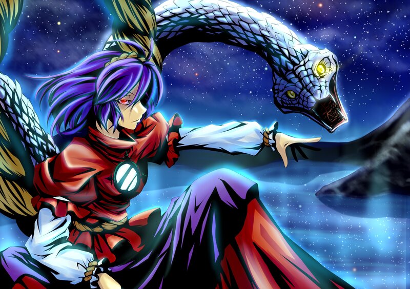 Purple-haired Character with Snake