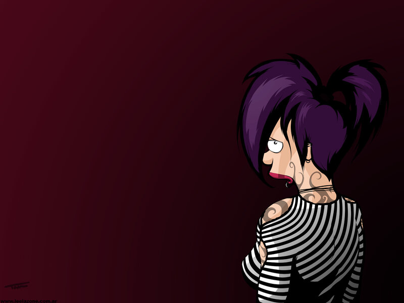 purple-haired character with tattoos