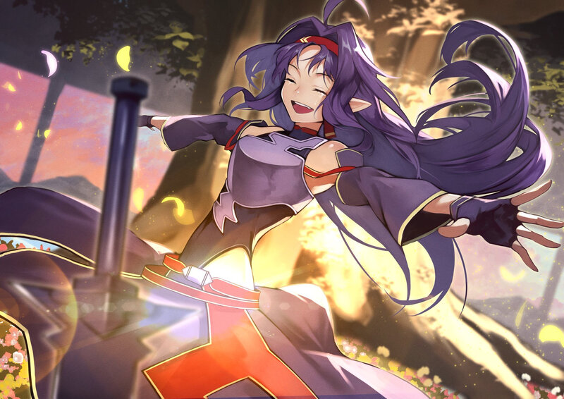 Purple-haired Elf Warrior — Purple