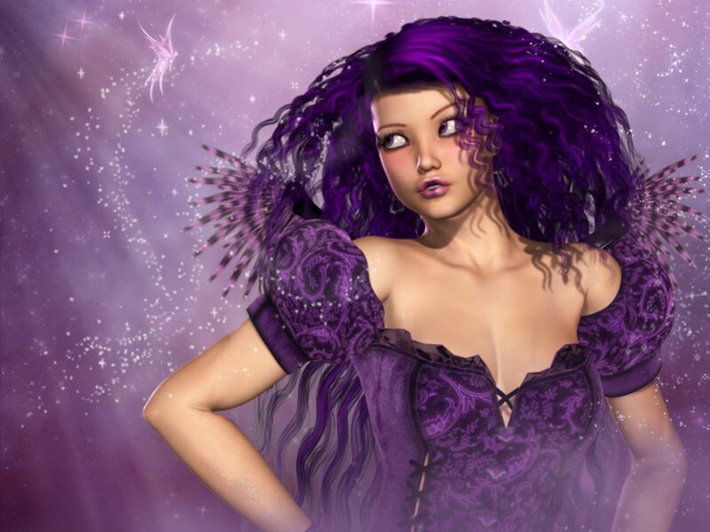 Purple-haired Fairy Woman