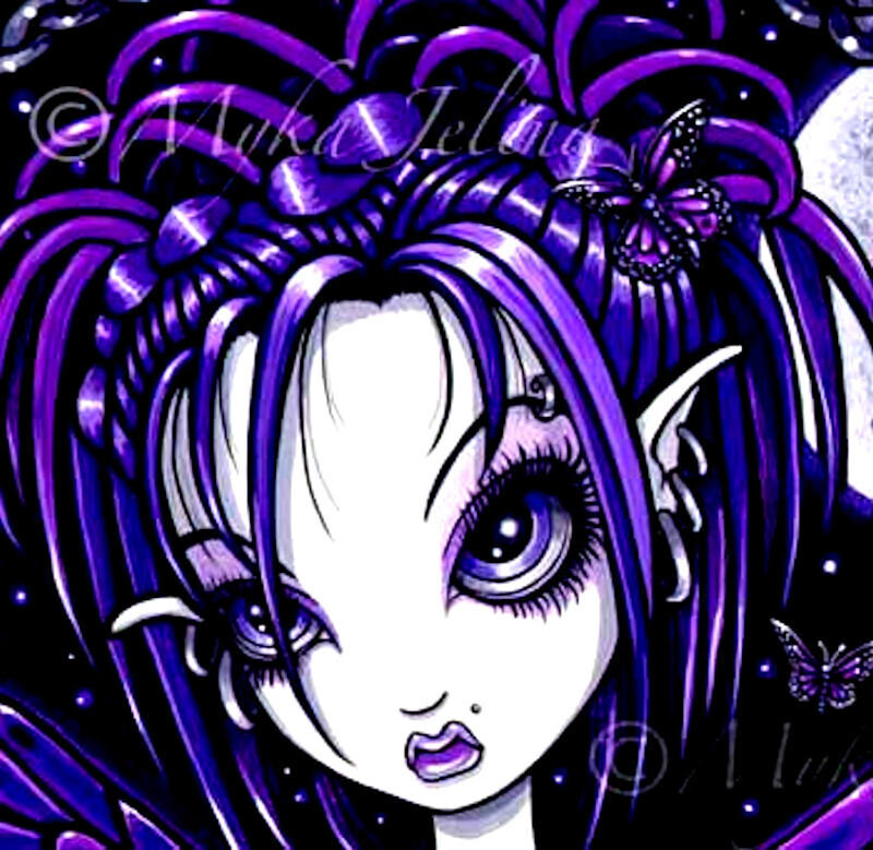 purple-haired fantasy girl portrait