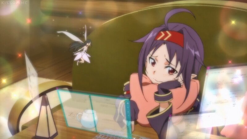 Purple-haired Girl at Table — Purple