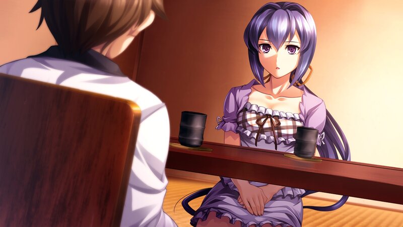 Purple-haired Girl at Table
