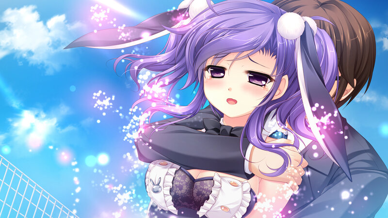 Purple-haired Girl Being Hugged