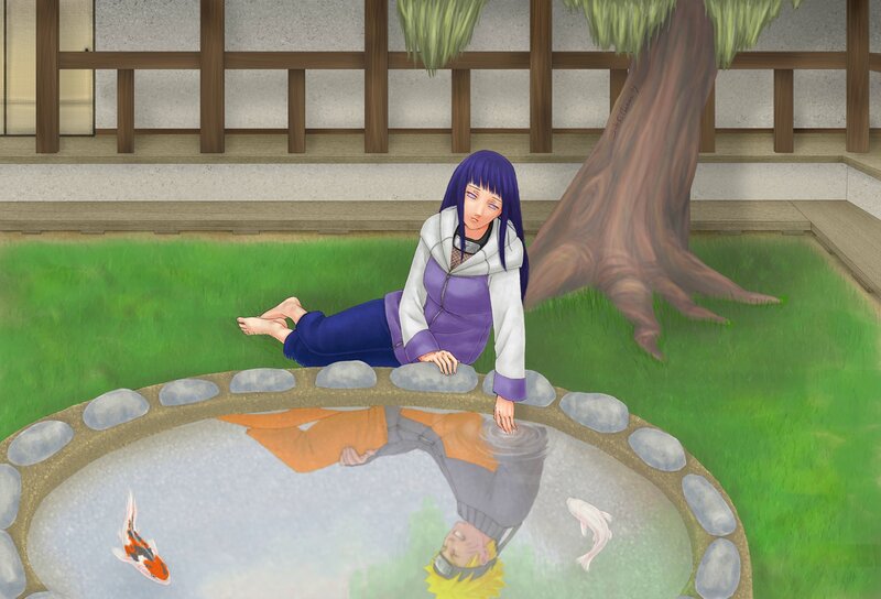 Purple-haired Girl by Pond