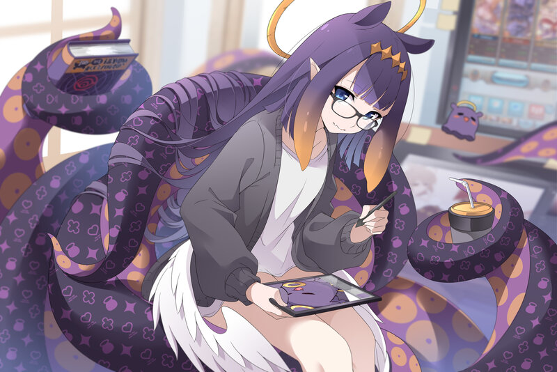 Purple-haired Girl Drawing — Purple