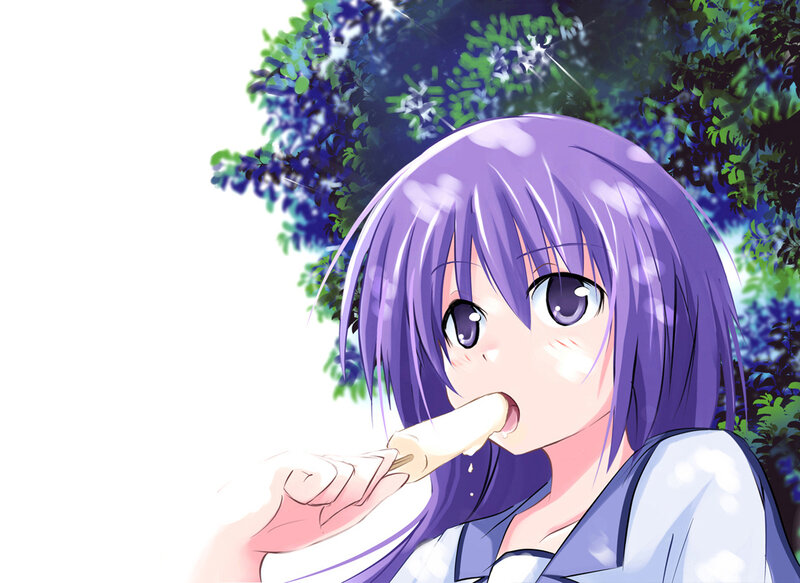Purple-haired Girl Eating Ice Cream