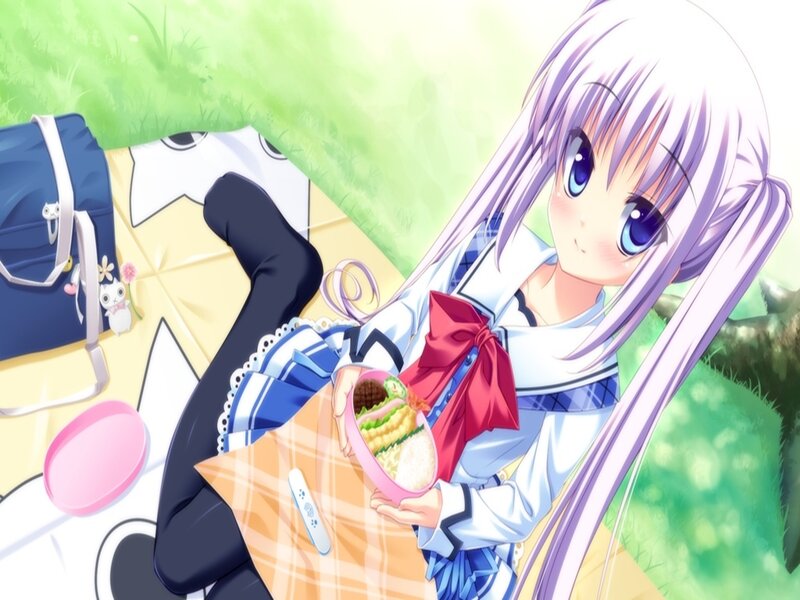 Purple-haired Girl Eating — Purple
