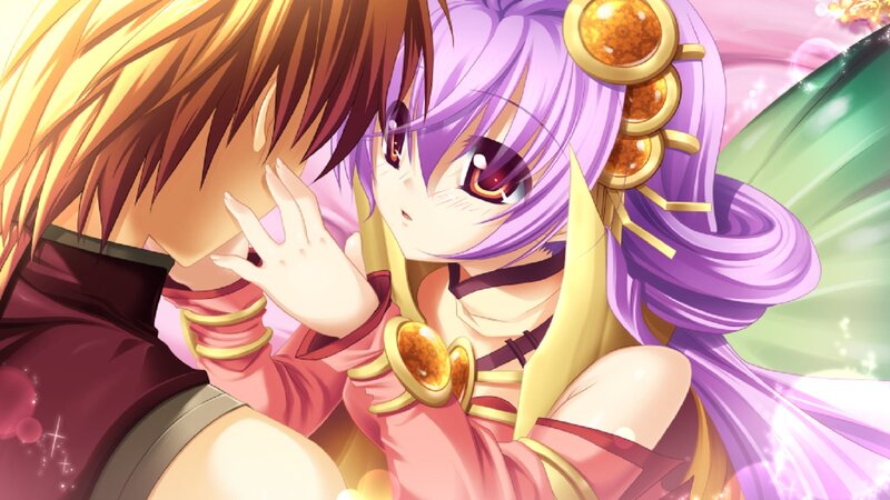 Purple-haired Girl Embracing Boy