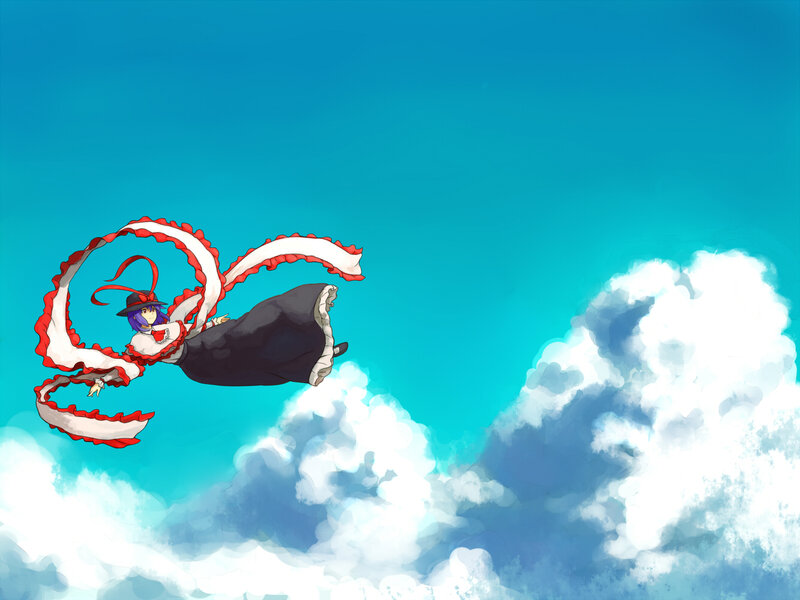 Purple-haired Girl Flying