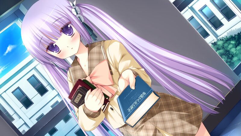 Purple-haired Girl Holding Books