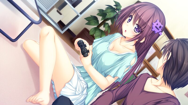 Purple-haired Girl Holding Controller — Purple