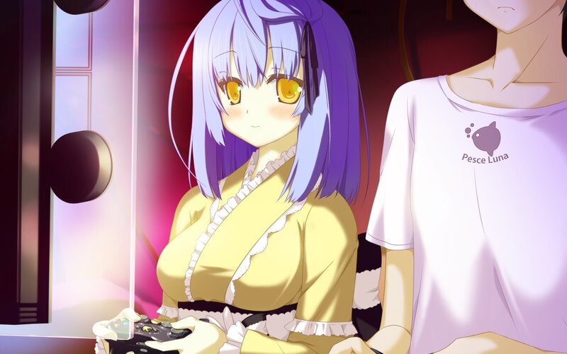 Purple-haired Girl Holding Controller