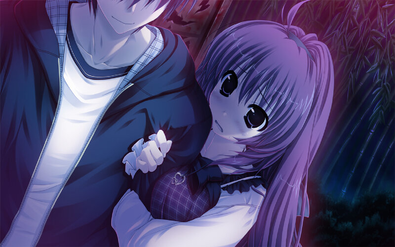 Purple-haired Girl Hugging Boy