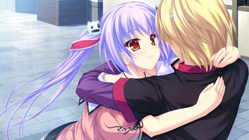 Purple-haired Girl Hugging — Purple
