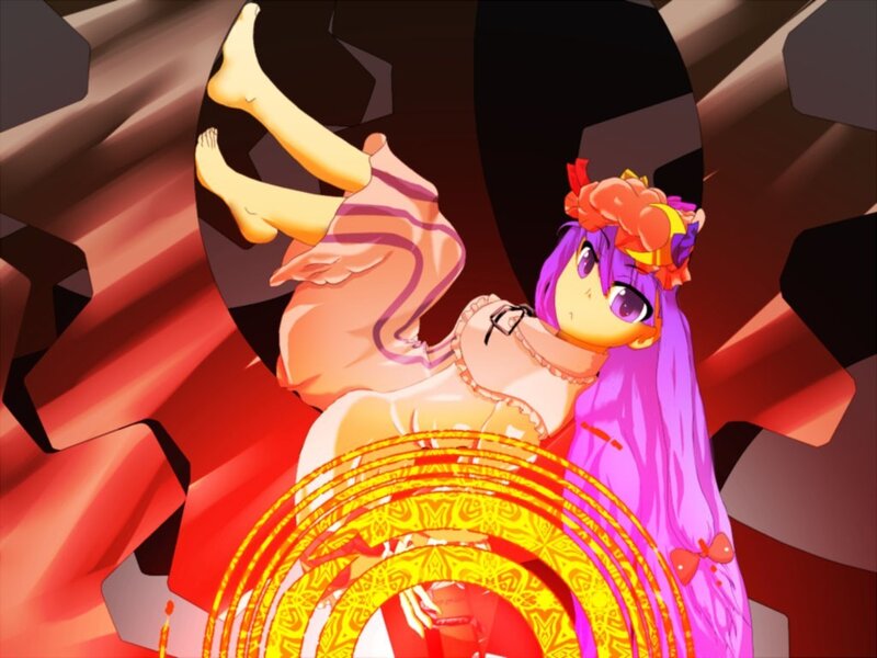 Purple-haired girl in a magical scene