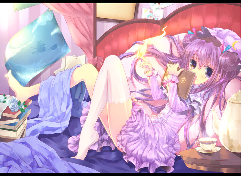 Purple-haired Girl in Bed — Purple, Calm