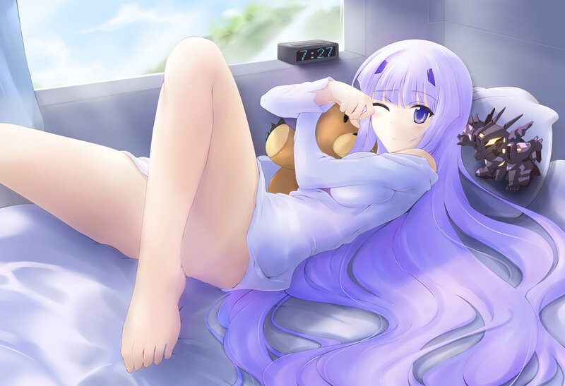 Purple-haired Girl in Bed — Purple