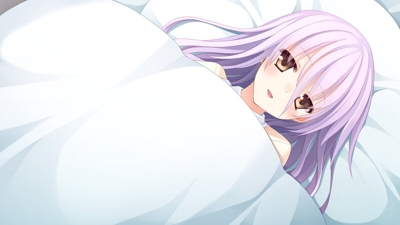 Purple-haired Girl in Bed — White, Calm