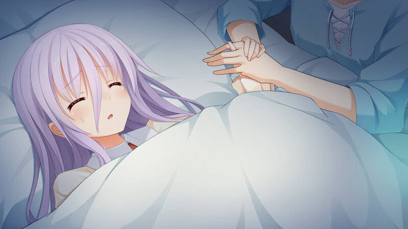 Purple-haired Girl in Bed — White