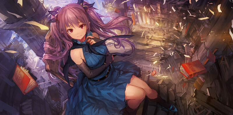 Purple-haired Girl in Blue Dress — Dramatic