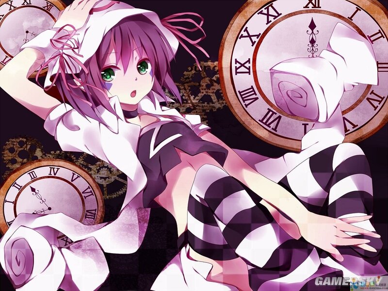 Purple-haired Girl in Clock Room