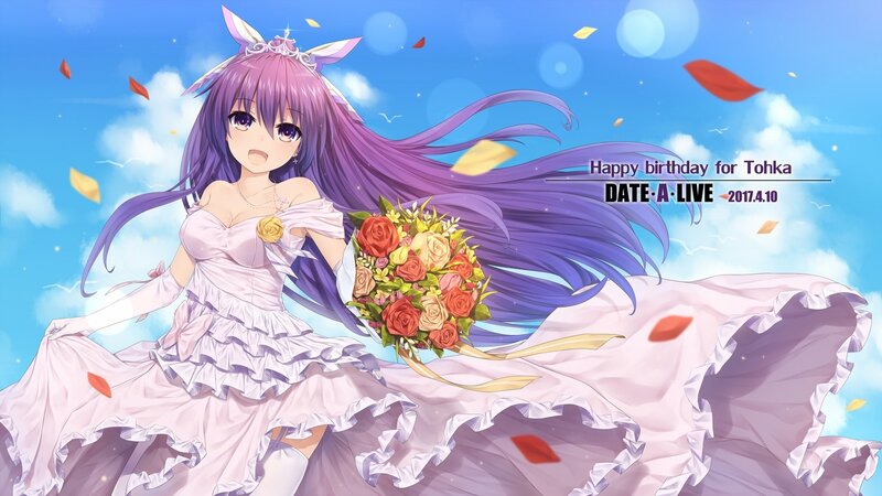 Purple-haired Girl in Dress — Blue, Celebratory